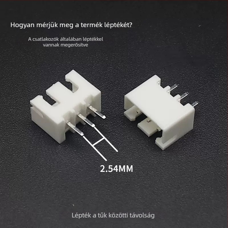 XH sorozat 2,54 mm egyenes pin-header, 2P–20P, réz érintkezők
