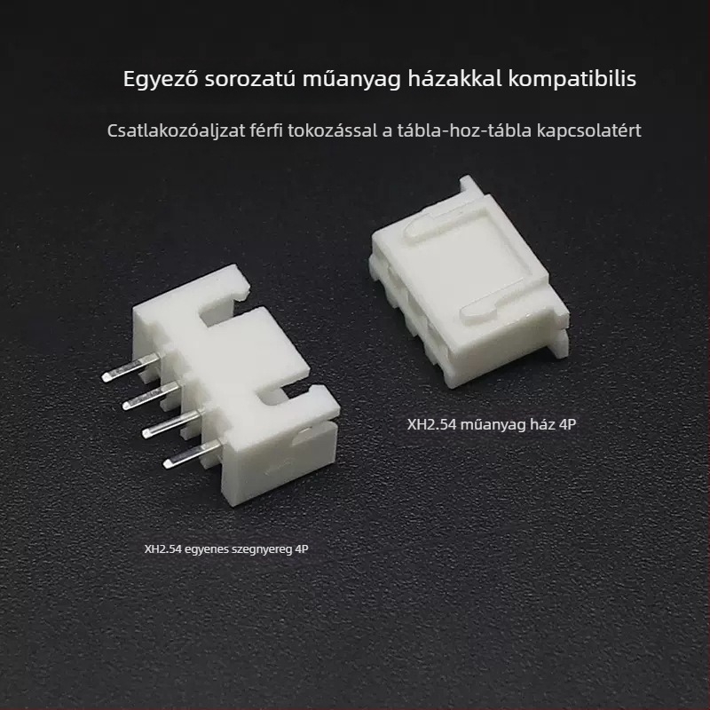 XH sorozat 2,54 mm egyenes pin-header, 2P–20P, réz érintkezők