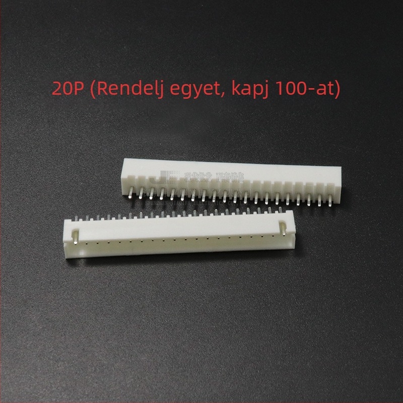 XH sorozat 2,54 mm egyenes pin-header, 2P–20P, réz érintkezők
