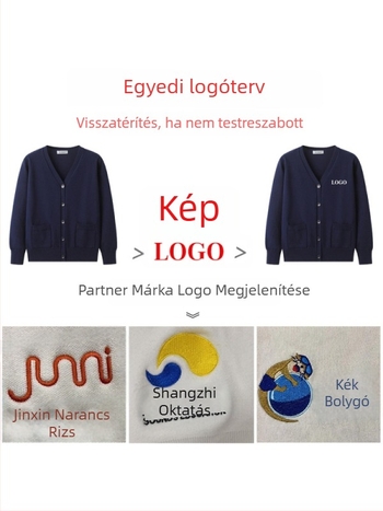 V-nyakú kardigán pulóver, gyapjúkeverék (gyapot és poliészter), hosszú ujjú, elöl gombos zárás