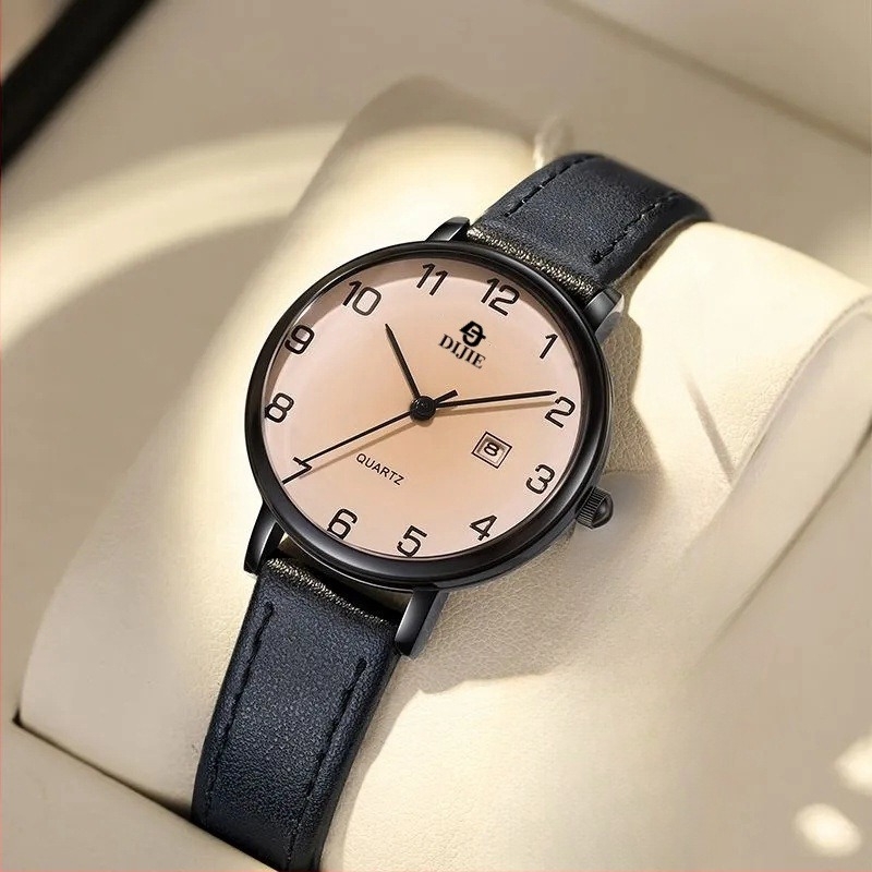 Kvarc naptár óra, minimalist számlap, kerek 30 mm átmérő, 9 mm vastagság, ötvözet tok