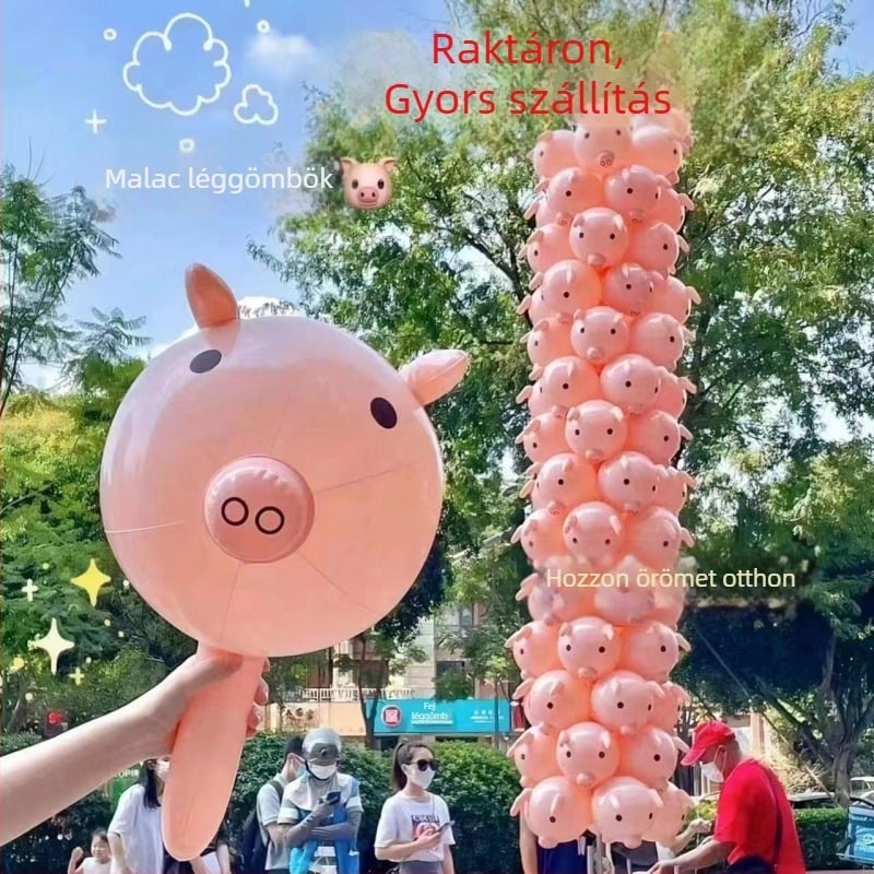 Ballon – PVC disznófej alakú, játék ballon, márka Red realm, alak: rajzfilm állat (Márka: Red realm; Anyag: PVC; Ballon típus: játék ballon; Alak: rajzfilm állat; Logo: Nincs)