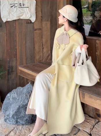 Chenille kabát babás gallérrel, rövid szabás, japán-koreai casual stílus