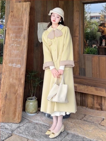 Chenille kabát babás gallérrel, rövid szabás, japán-koreai casual stílus