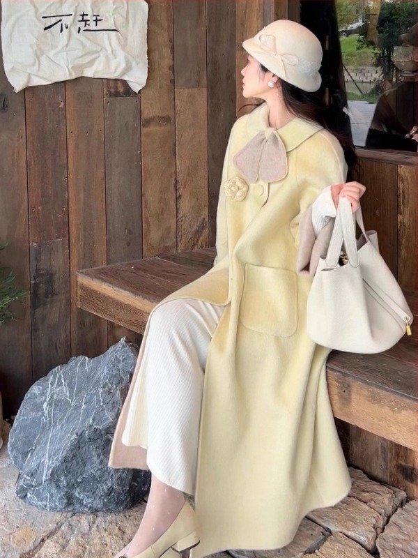 Chenille kabát babás gallérrel, rövid szabás, japán-koreai casual stílus