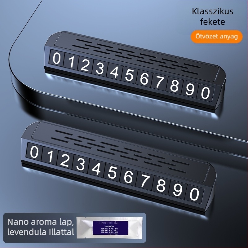 Világító kétfunkciós parkolási jel és rendszámtábla-relokáló eszköz, modell YA1, fém kivitel, logóval testre szabható