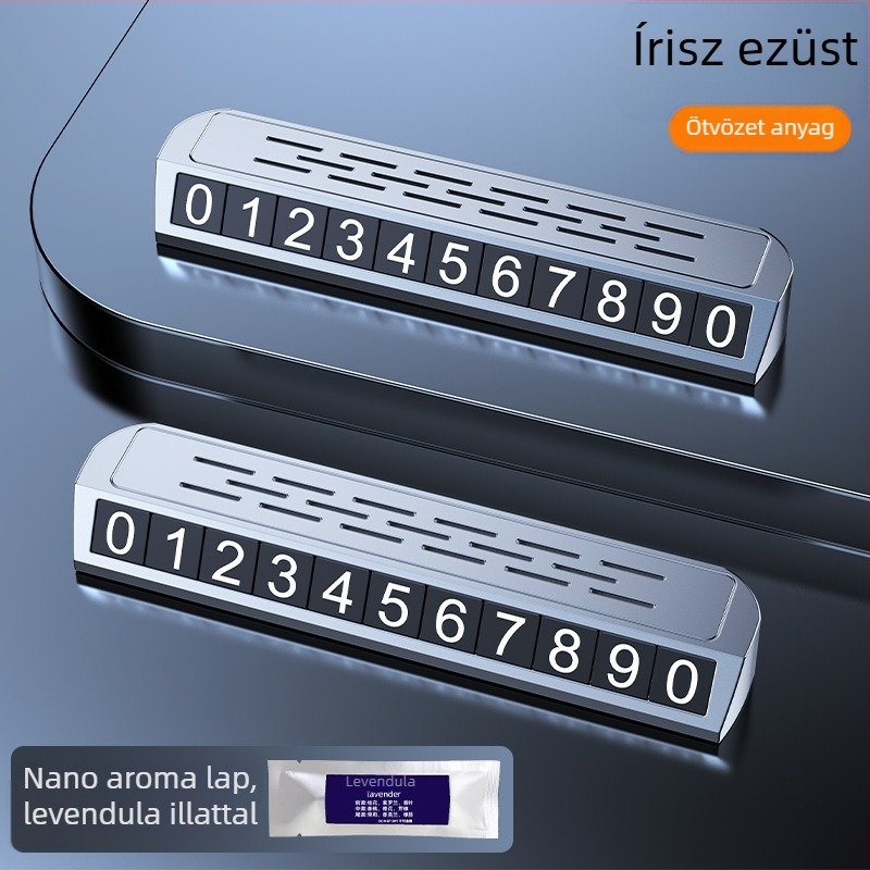 Világító kétfunkciós parkolási jel és rendszámtábla-relokáló eszköz, modell YA1, fém kivitel, logóval testre szabható