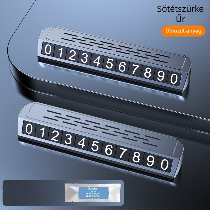 Világító kétfunkciós parkolási jel és rendszámtábla-relokáló eszköz, modell YA1, fém kivitel, logóval testre szabható