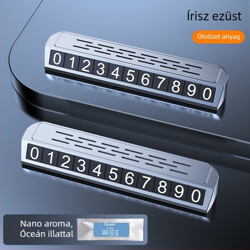 Világító kétfunkciós parkolási jel és rendszámtábla-relokáló eszköz, modell YA1, fém kivitel, logóval testre szabható