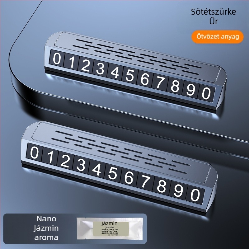 Világító kétfunkciós parkolási jel és rendszámtábla-relokáló eszköz, modell YA1, fém kivitel, logóval testre szabható