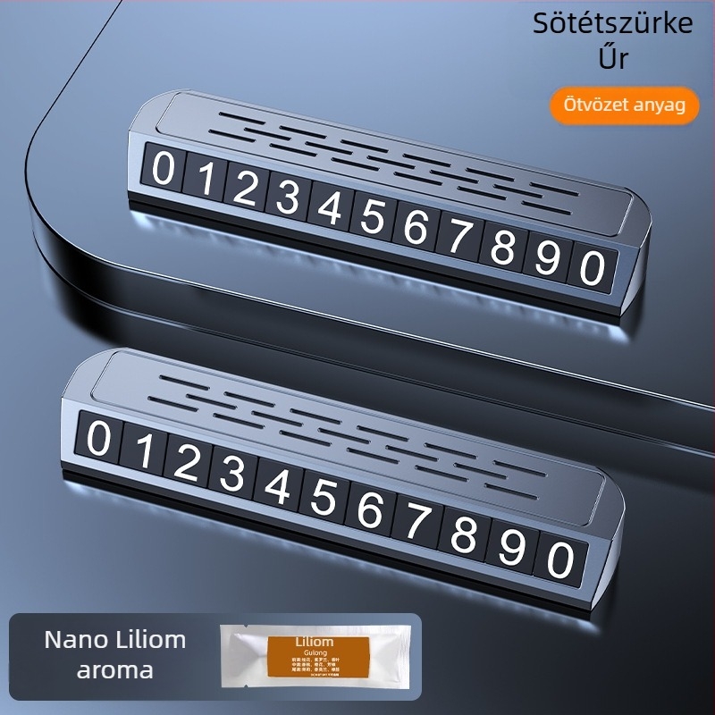 Világító kétfunkciós parkolási jel és rendszámtábla-relokáló eszköz, modell YA1, fém kivitel, logóval testre szabható