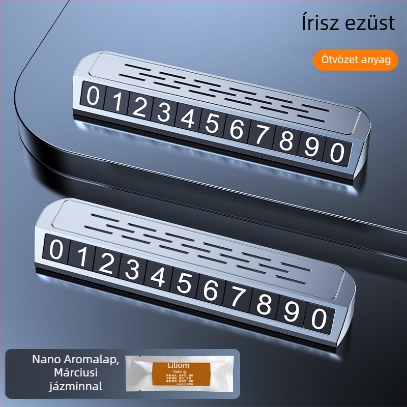 Világító kétfunkciós parkolási jel és rendszámtábla-relokáló eszköz, modell YA1, fém kivitel, logóval testre szabható