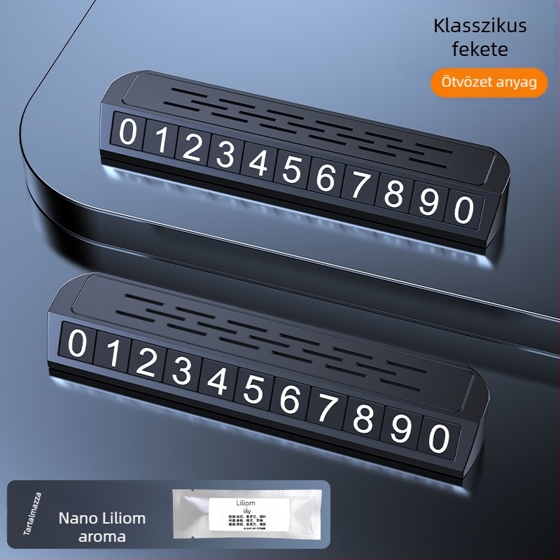 Világító kétfunkciós parkolási jel és rendszámtábla-relokáló eszköz, modell YA1, fém kivitel, logóval testre szabható