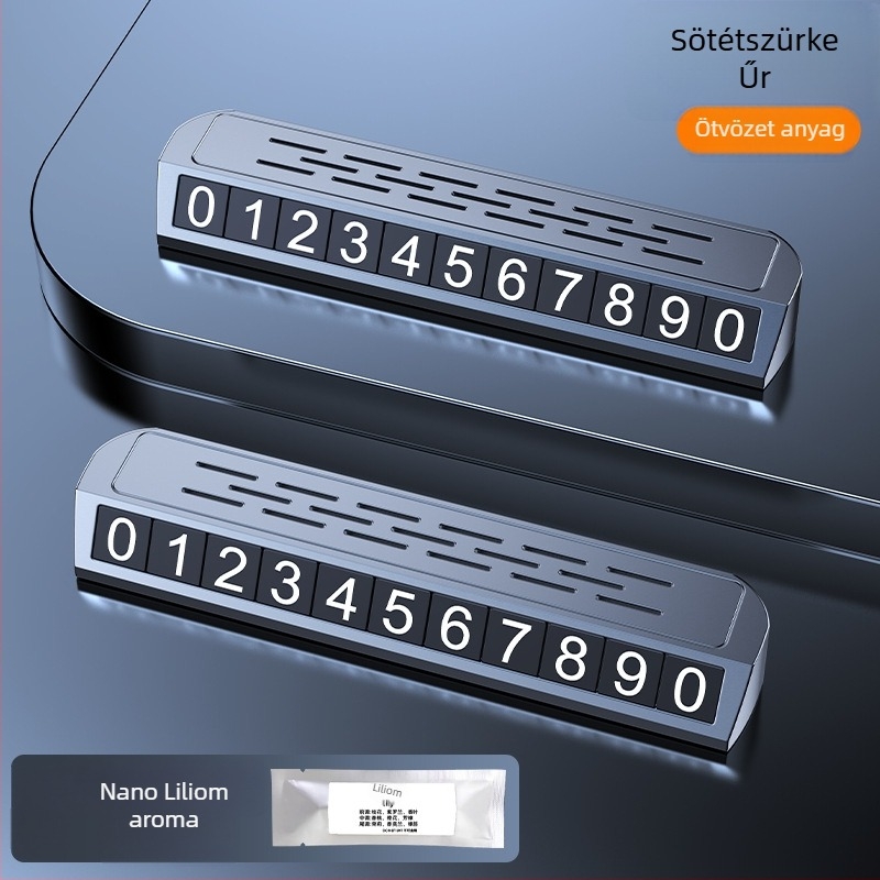 Világító kétfunkciós parkolási jel és rendszámtábla-relokáló eszköz, modell YA1, fém kivitel, logóval testre szabható