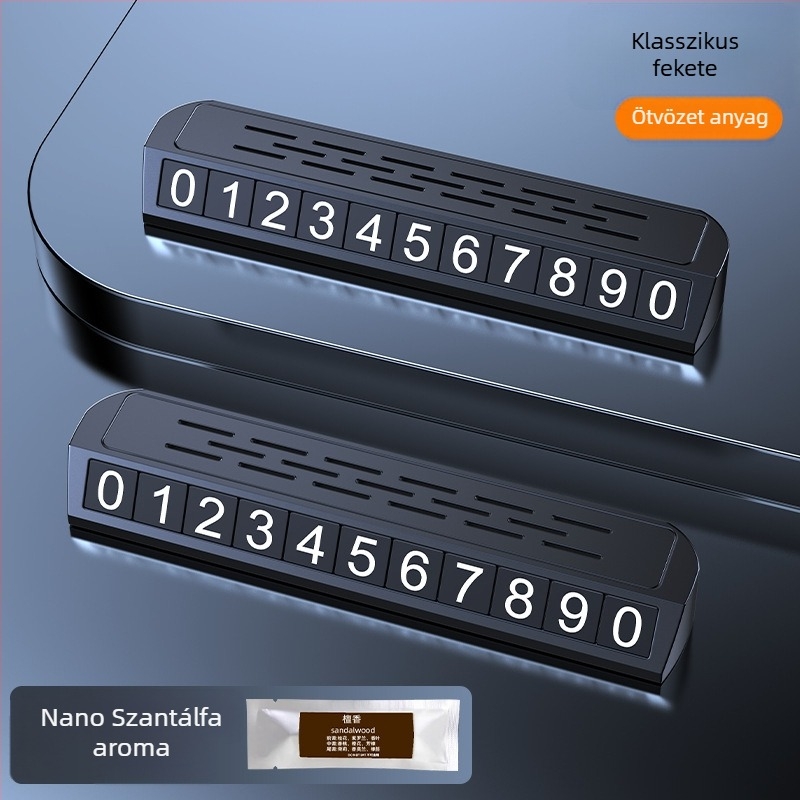 Világító kétfunkciós parkolási jel és rendszámtábla-relokáló eszköz, modell YA1, fém kivitel, logóval testre szabható