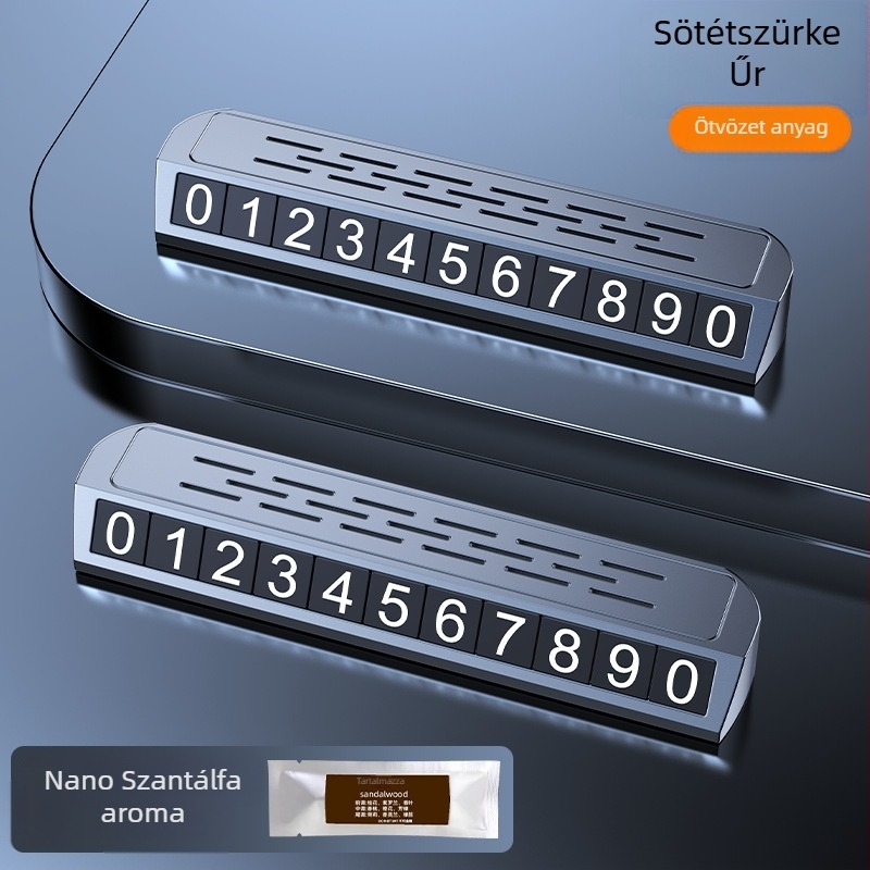 Világító kétfunkciós parkolási jel és rendszámtábla-relokáló eszköz, modell YA1, fém kivitel, logóval testre szabható