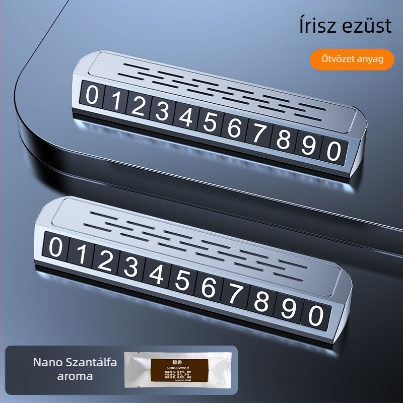 Világító kétfunkciós parkolási jel és rendszámtábla-relokáló eszköz, modell YA1, fém kivitel, logóval testre szabható