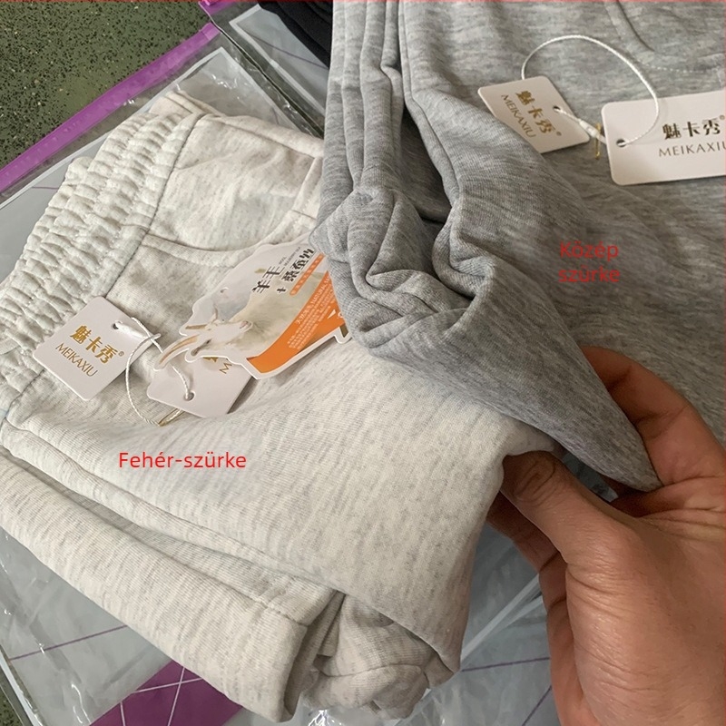 Egyenes szabású nadrág fleece béléssel, rayon tussah selyemmel, elasztikus derék, rendkívül vastag
