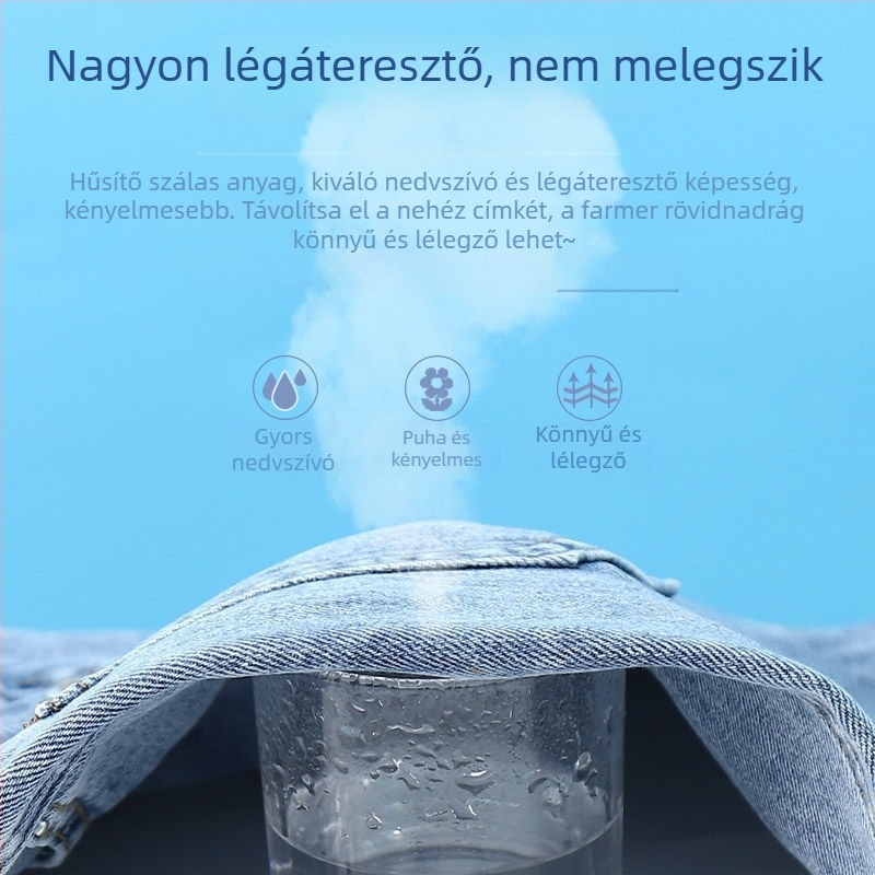 Női farmernadrág denimból, magas derék, egyenes szár, 50–70% pamut, kollázs varrás