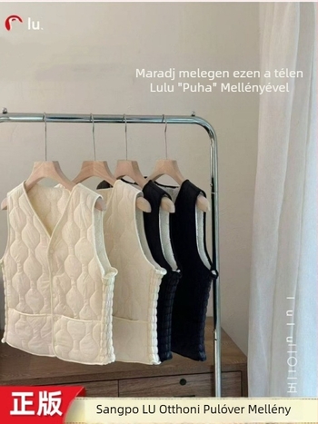 Fleece béléses mellény kasmír 80–90%, V-nyakú, háromgombos zárás