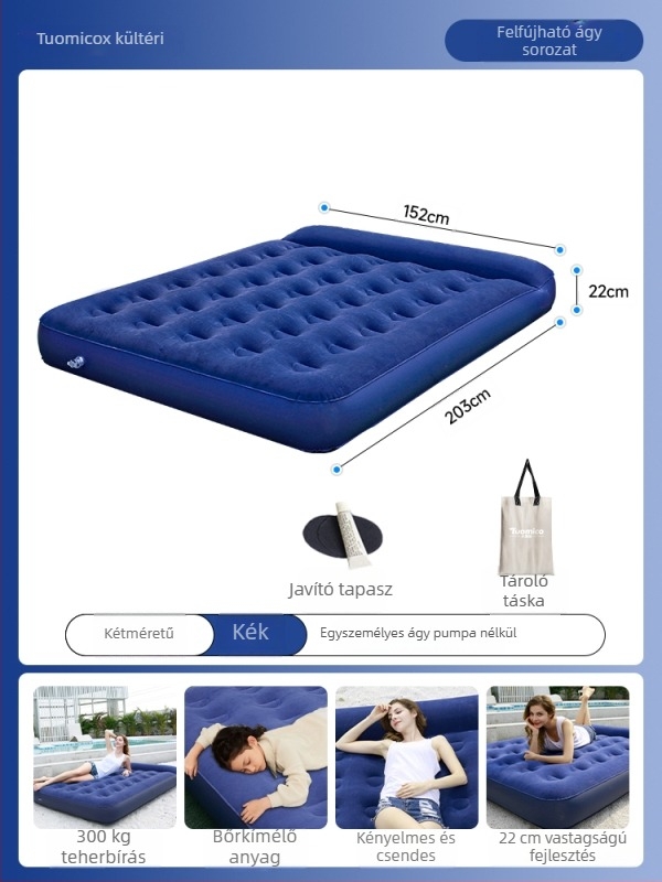 Levegőben felfújható ágy kempingezéshez és otthonra, egy személyes, hordozható összecsukható kialakítás (Felszín: Kompozit anyag; Használat: kültéri kemping; Teherbírás: 1 személy; Hordozhatóság)