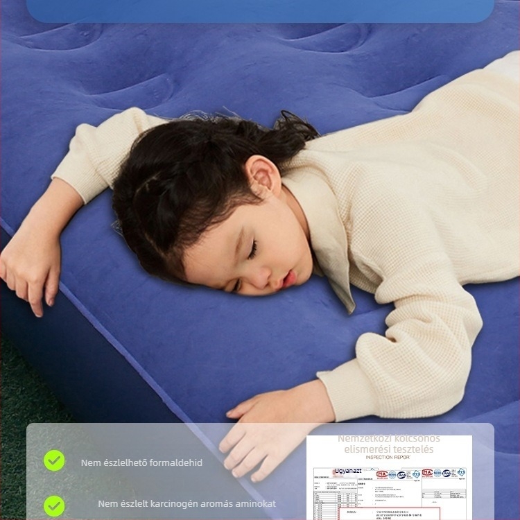 Levegőben felfújható ágy kempingezéshez és otthonra, egy személyes, hordozható összecsukható kialakítás (Felszín: Kompozit anyag; Használat: kültéri kemping; Teherbírás: 1 személy; Hordozhatóság)
