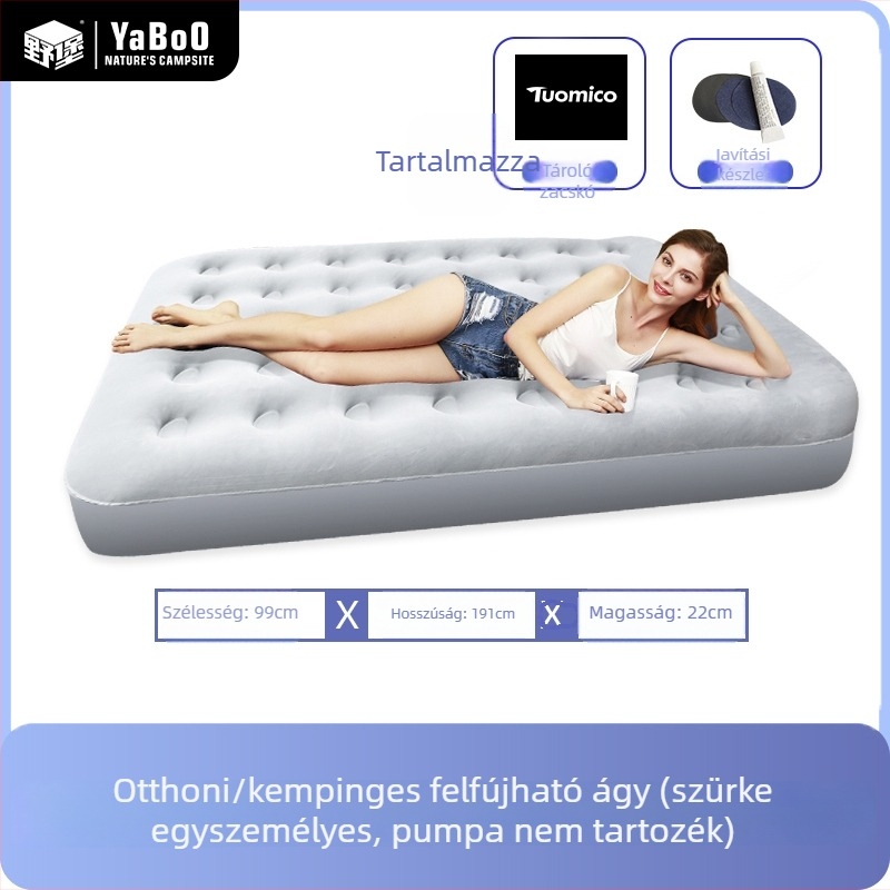 Levegőben felfújható ágy kempingezéshez és otthonra, egy személyes, hordozható összecsukható kialakítás (Felszín: Kompozit anyag; Használat: kültéri kemping; Teherbírás: 1 személy; Hordozhatóság)