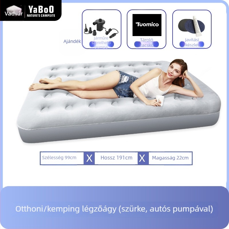 Levegőben felfújható ágy kempingezéshez és otthonra, egy személyes, hordozható összecsukható kialakítás (Felszín: Kompozit anyag; Használat: kültéri kemping; Teherbírás: 1 személy; Hordozhatóság)
