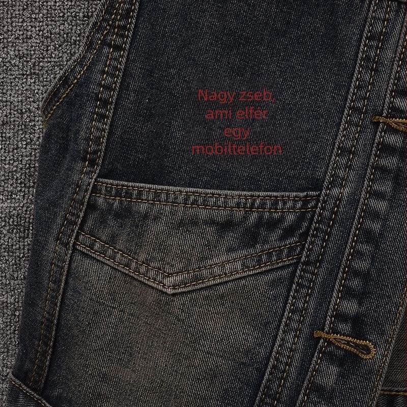 Retro denim mellény, rövid, laza szabású, ujjatlan, denim-pamut keverék, őszi 2024
