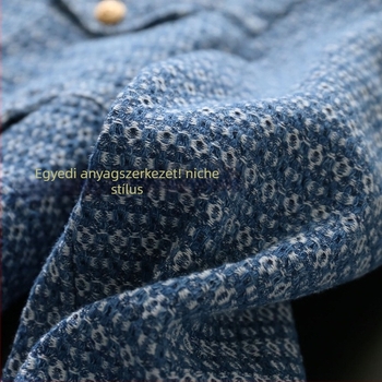 Női rövid denim dzseki gallérral, lazán szabott, hosszú ujjú, poliészter 80–90%