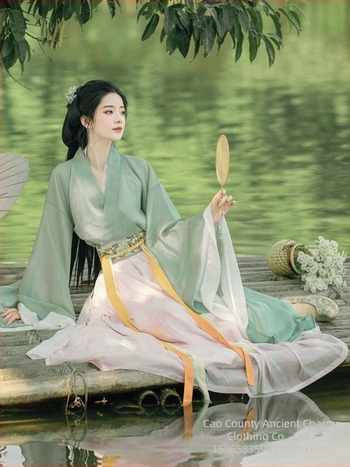 Hanfu női derékig érő szoknya, kínai stílusú ősi kosztüm, selyem anyag, nyár, nyomtatott/festett