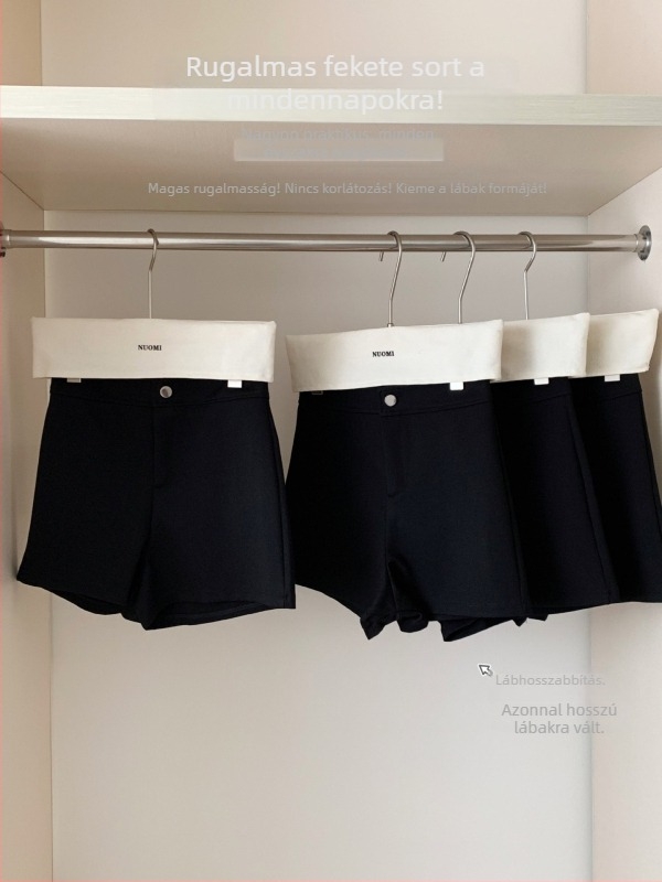 Női nyári magas derekú casual rövidnadrág, pamut anyag, fő anyag tartalom 50–70%, közepes sűrűség