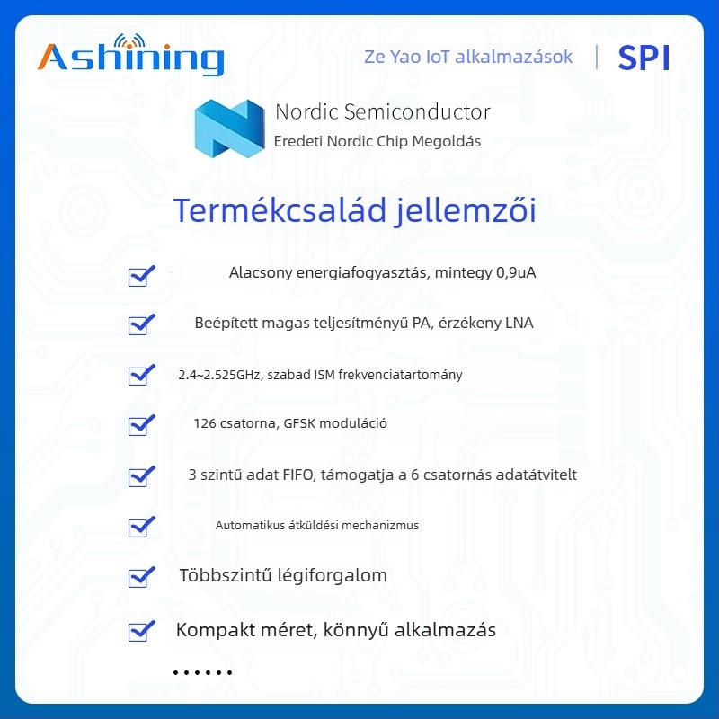 Ashining/Zeyao vezeték nélküli RF transzceiver modul NRF24L01, 2.4 GHz átlátszó adatátvitel