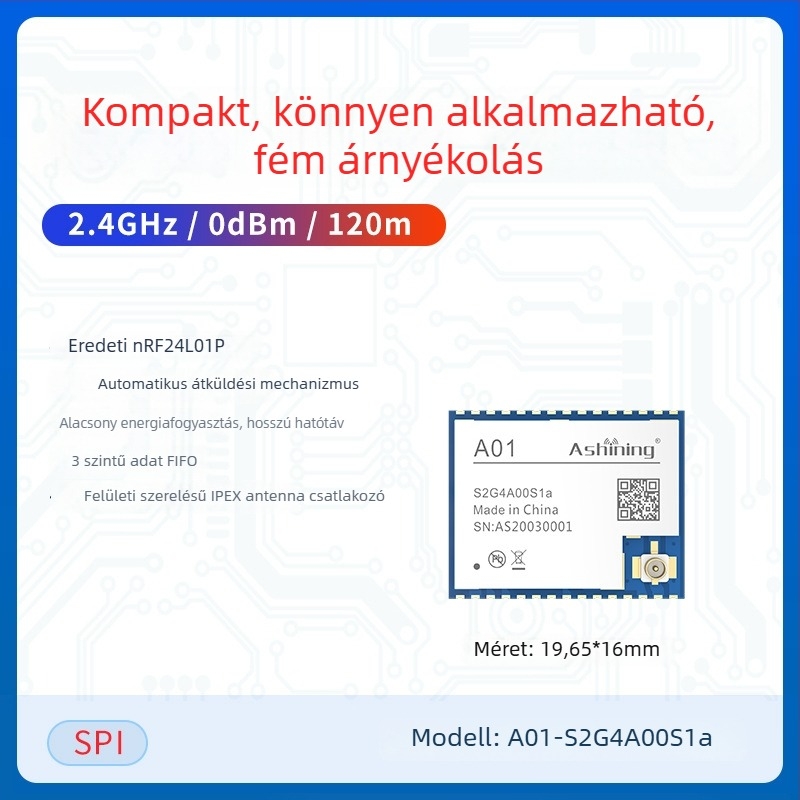 Ashining/Zeyao vezeték nélküli RF transzceiver modul NRF24L01, 2.4 GHz átlátszó adatátvitel