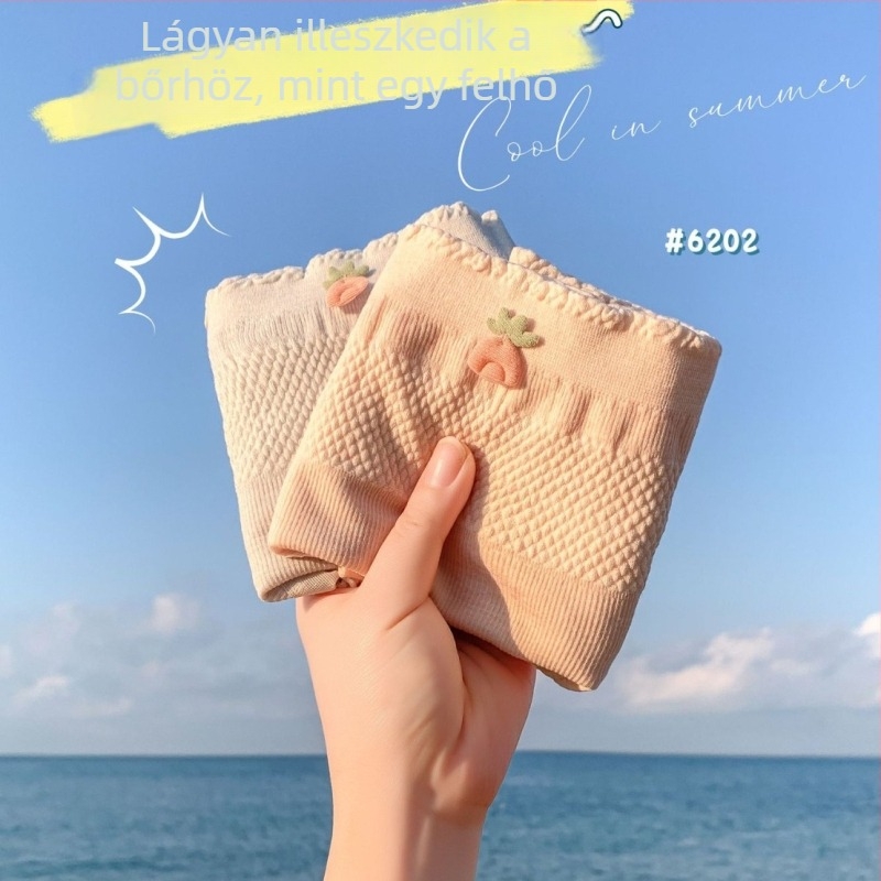 Női középmagas derekú viszkóz jacquard alsónemű gyümölcs mintával, lélegző, pamut betét az intim részen