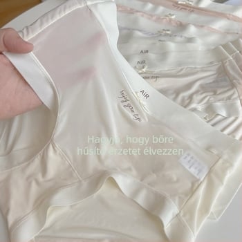 Női Ice Silk varrat nélküli alsónemű, középmagas derekú, légáteresztő, gyorsan száradó nyári fehérnemű