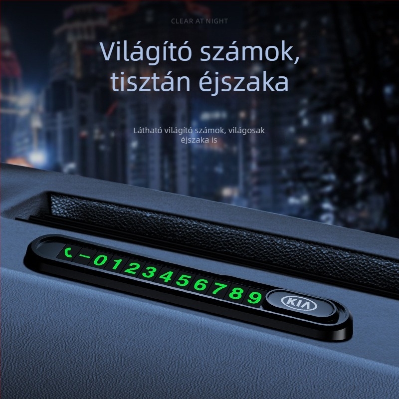 Fém autó mozgó telefonos címke ideiglenes parkoláshoz, világító a sötétben, testreszabás nélküli