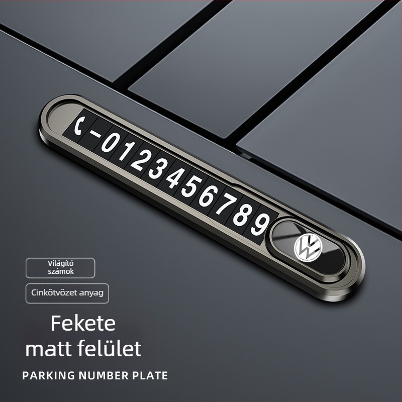 Fém autó mozgó telefonos címke ideiglenes parkoláshoz, világító a sötétben, testreszabás nélküli