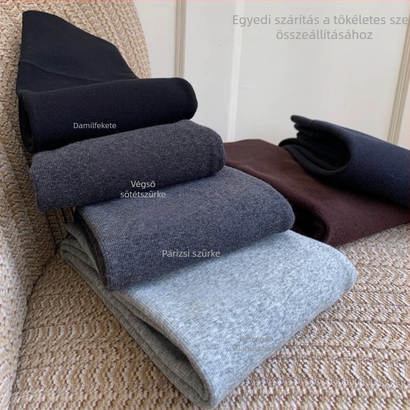 Női őszi-téli kompressziós harisnya fleece belsővel, vastagabb, 9/10 hossz, pamut függőleges csík, karcsúsító V‑formájú dizájn
