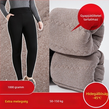 Pluszméretű női vastag fleeces pamut leggings, magas derék és hasformázó
