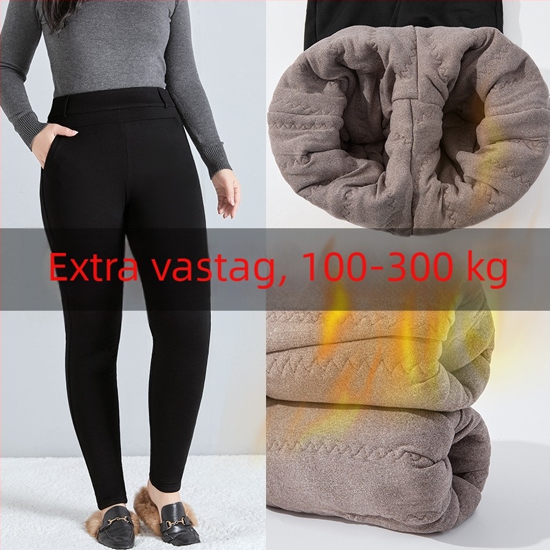 Pluszméretű női vastag fleeces pamut leggings, magas derék és hasformázó