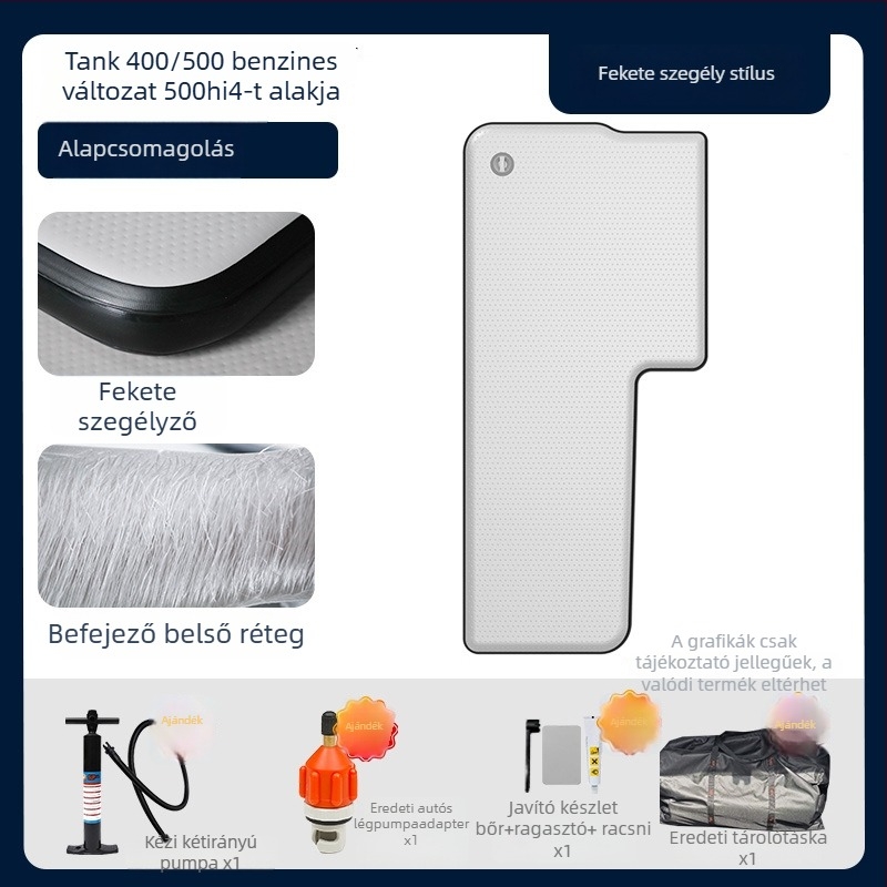 Tank felfújható kemping matrac univerzális illeszkedéssel – környezetbarát PVC; automatikus felfúvás; maximális teher 500 kg