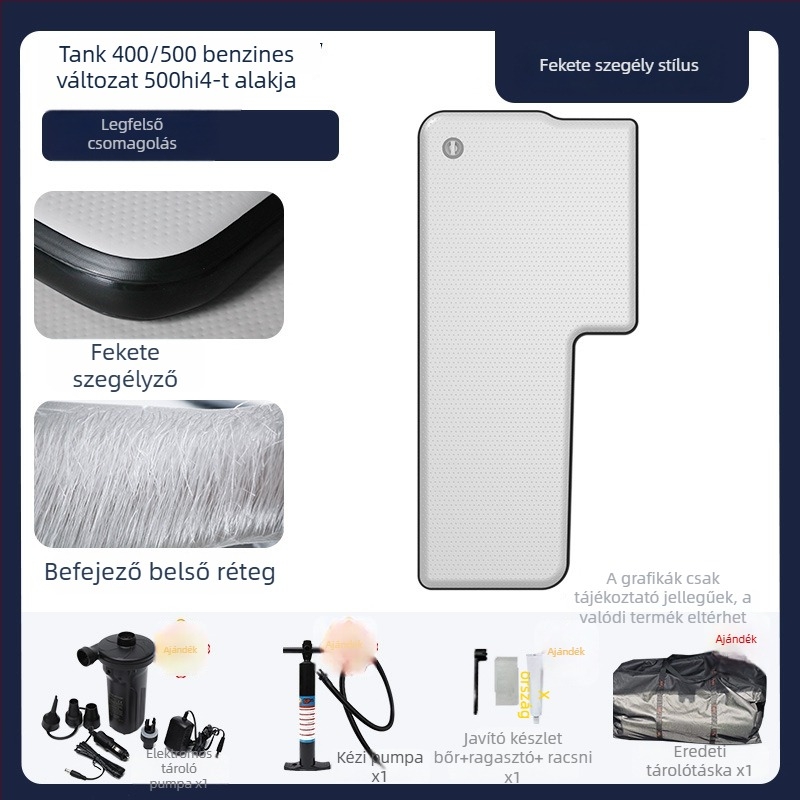 Tank felfújható kemping matrac univerzális illeszkedéssel – környezetbarát PVC; automatikus felfúvás; maximális teher 500 kg