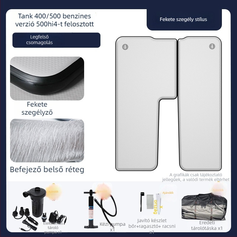 Tank felfújható kemping matrac univerzális illeszkedéssel – környezetbarát PVC; automatikus felfúvás; maximális teher 500 kg