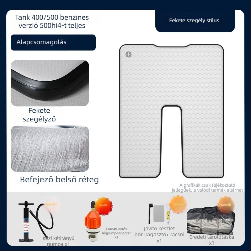 Tank felfújható kemping matrac univerzális illeszkedéssel – környezetbarát PVC; automatikus felfúvás; maximális teher 500 kg