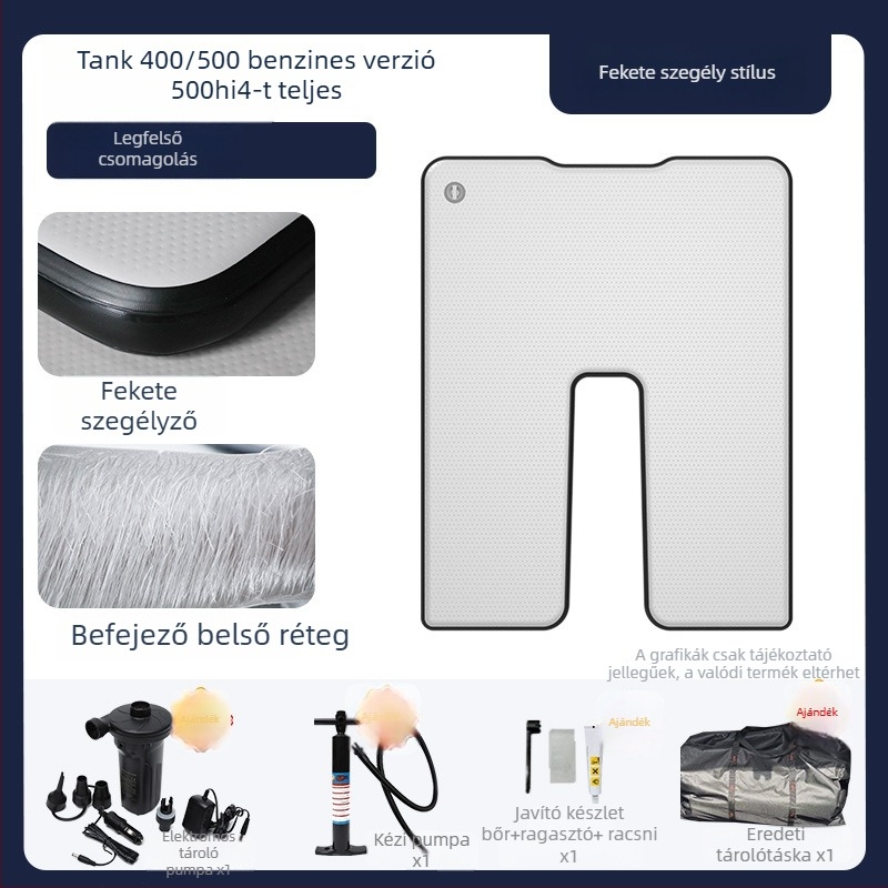 Tank felfújható kemping matrac univerzális illeszkedéssel – környezetbarát PVC; automatikus felfúvás; maximális teher 500 kg