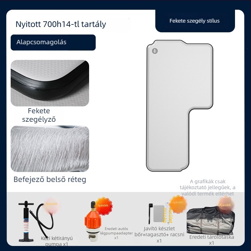 Tank felfújható kemping matrac univerzális illeszkedéssel – környezetbarát PVC; automatikus felfúvás; maximális teher 500 kg