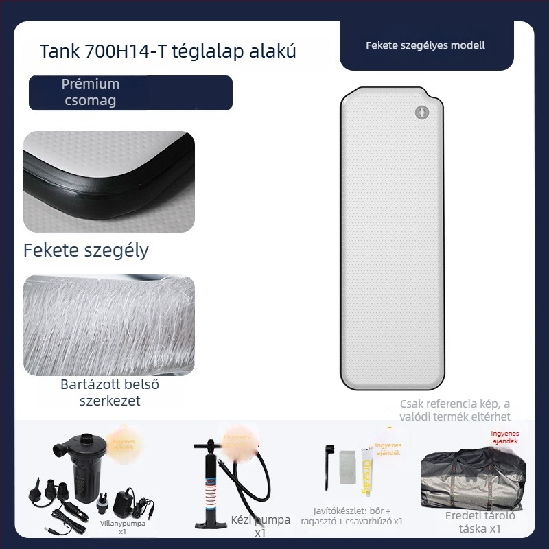 Tank felfújható kemping matrac univerzális illeszkedéssel – környezetbarát PVC; automatikus felfúvás; maximális teher 500 kg