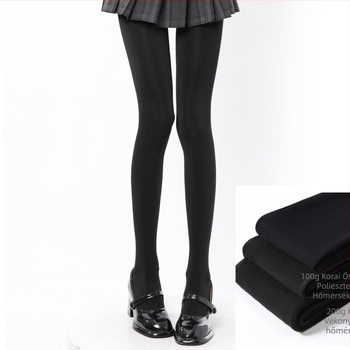 Női harisnya béléses, japán stílusú, vastag anyag, enyhe kompresszió, karcsúsító hatás, lábfejjel, poliészter 70–80%