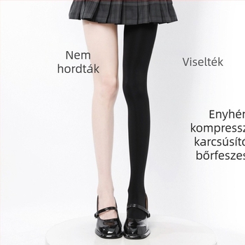 Női harisnya béléses, japán stílusú, vastag anyag, enyhe kompresszió, karcsúsító hatás, lábfejjel, poliészter 70–80%